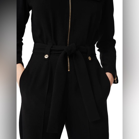 Maje black crepe jumpsuit gold hardware sz 40 - Picture 6 of 12